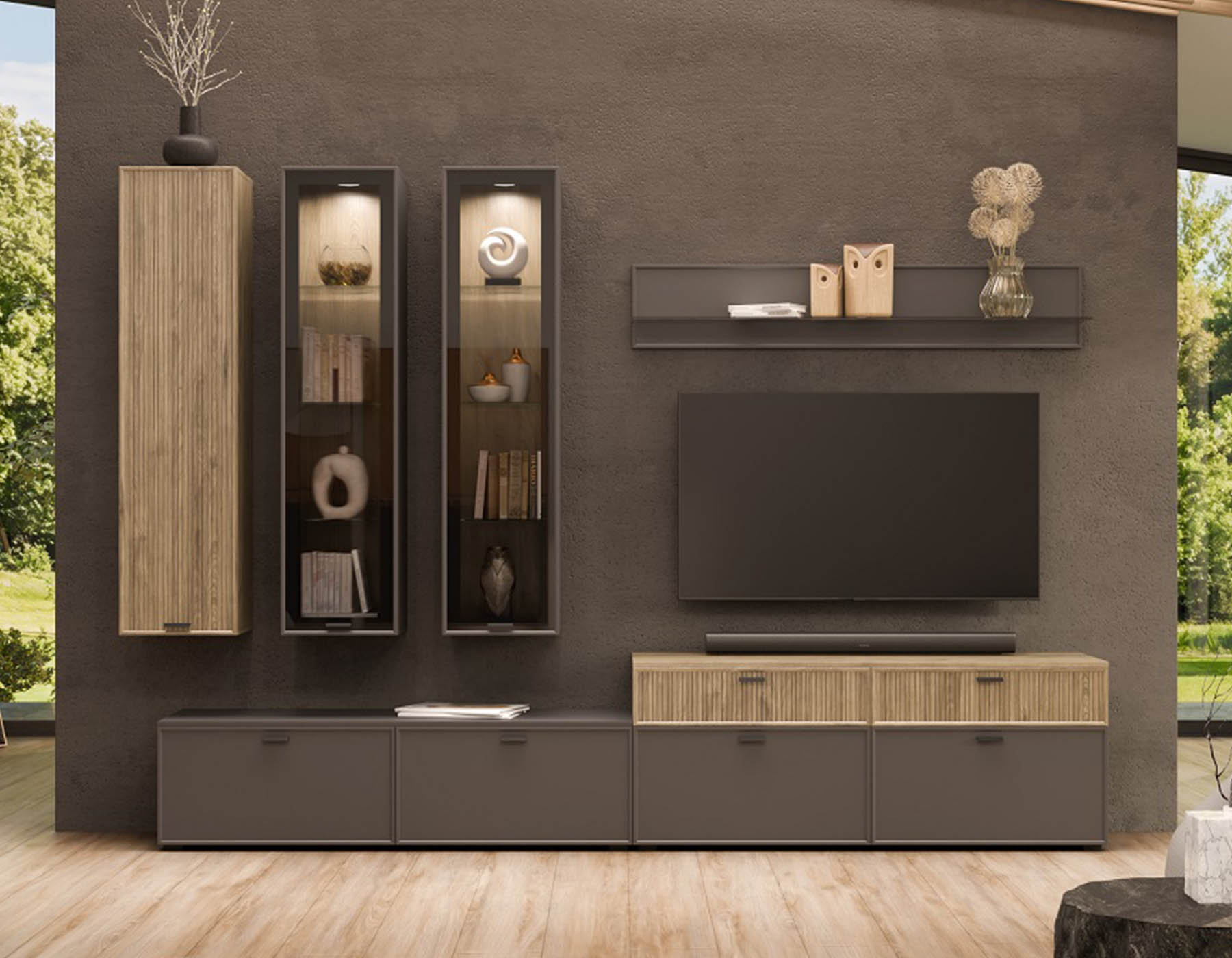 Гостиная в современном стиле Стелла 5 , вид - стиль , цвет Серый Оникс, Гикори Джексон светлый
 Ставрополе
