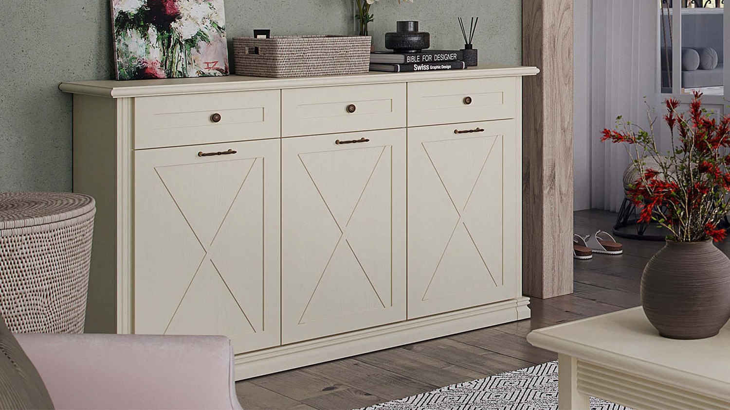 Уютная гостиная в стиле кантри