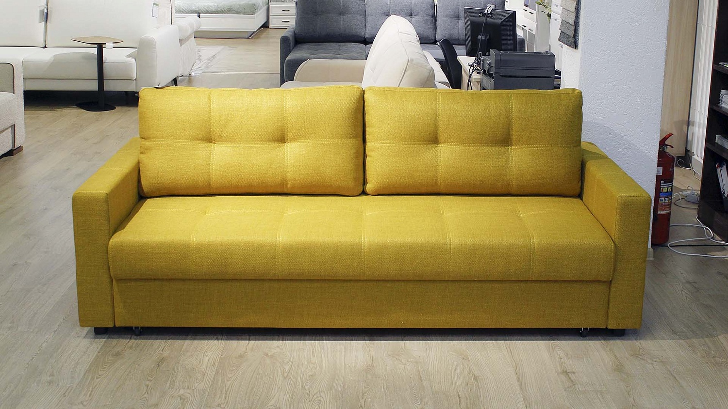 Диван прямой Калипсо 111 в жёлтом цвете в салоне Мебель Лотус