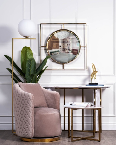 ЗЕРКАЛО КВАДРАТНОЕ ДЕКОРАТИВНОЕ золотое 80х80 см  19-OA-5892 - в салоне Мебель Лотус в Ставрополе