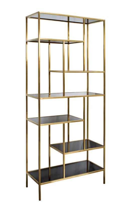 Стеллаж золотистый/темн.ст. 80*35*180см 46AS-SH1452-GOLD - в Мебель Лотус в Ставрополе
