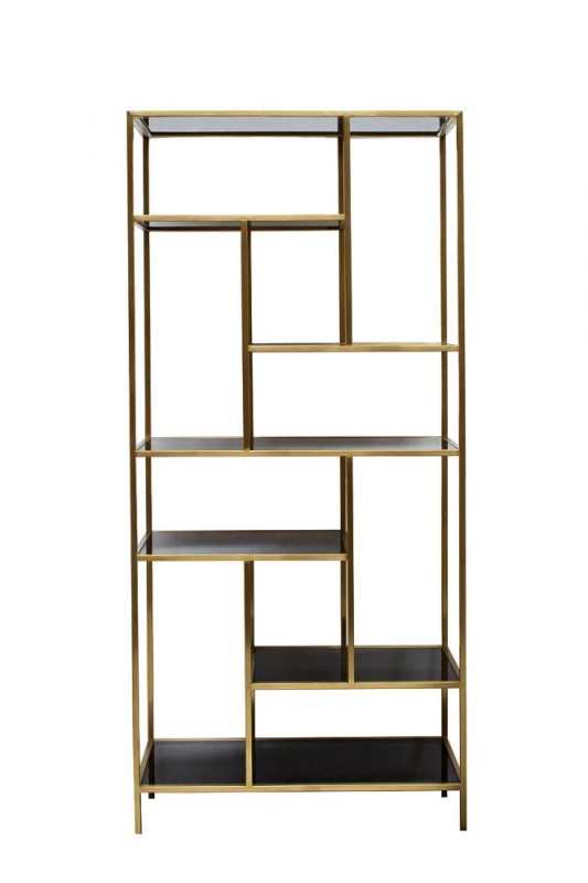 Стеллаж золотистый/темн.ст. 80*35*180см 46AS-SH1452-GOLD - в Мебель Лотус в Ставрополе