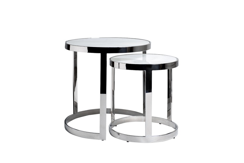 Столы журн(наб из 2шт)стекло мрам/хром d60*60/d46*50 47ED-ET081S