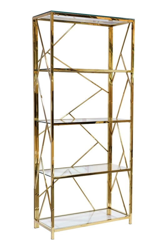 Стеллаж стекло прозр/золото 80*35*180см GY-SH8711GOLD - в Мебель Лотус в Ставрополе