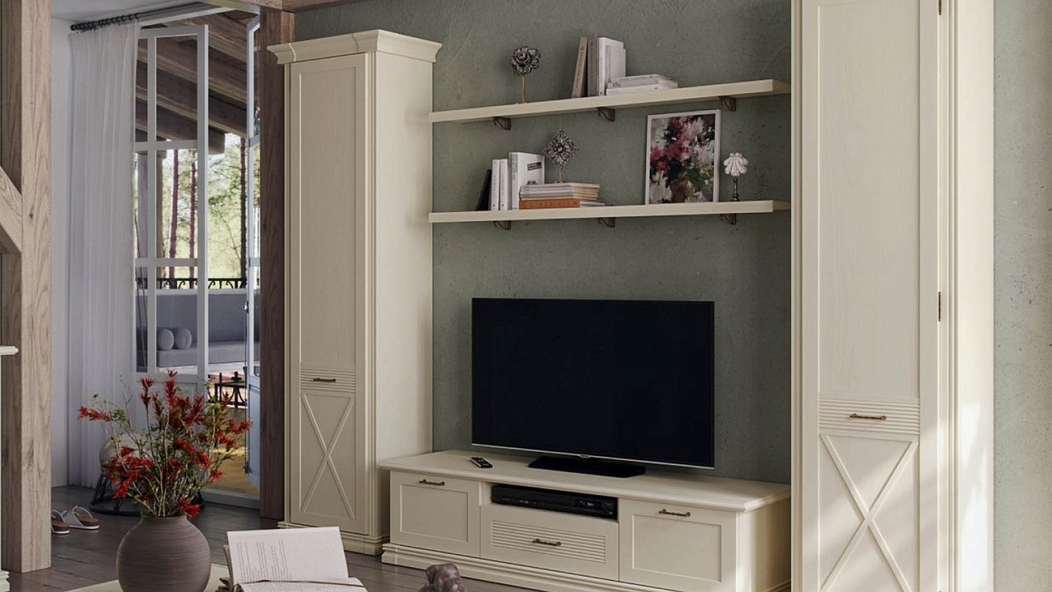 Уютная гостиная в стиле кантри